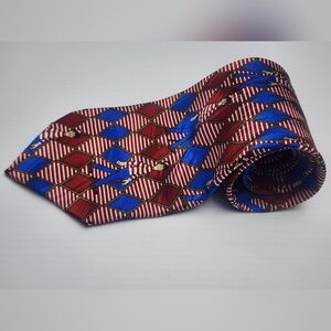 Elegant Geometric Patterned Tie - Red Blue Vintage 1997 Where's Waldo Men's RM